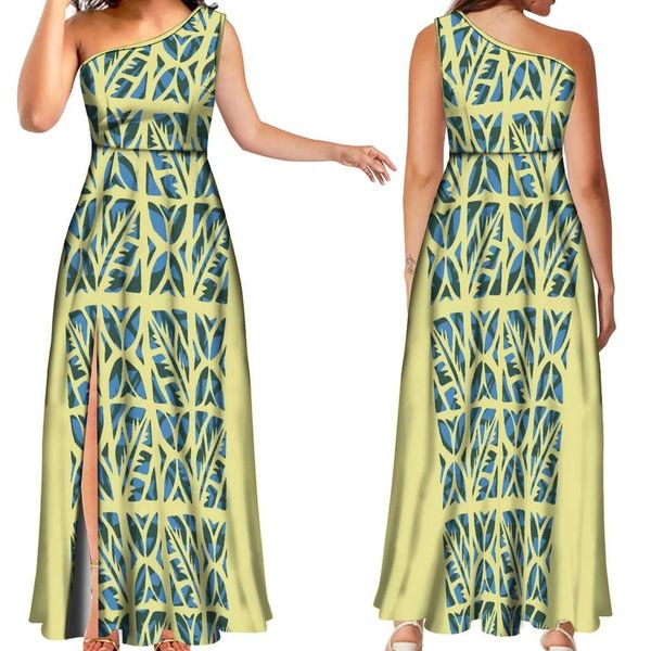 Robes décontractées de base Nouveau style personnalisé robe tribale polynésienne Tonga une épaule sans manches fendue longue robe maxi ning robes de soiréeC24315