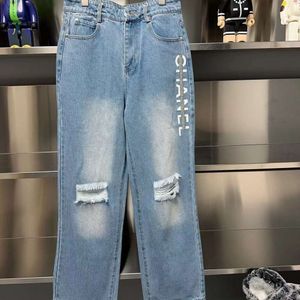 Basic Casual Jurken Niche Design Trendy Brand Letter Flierishments gewassen rechte been jeans