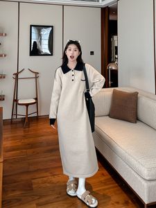 Basic Casual Jurken Originele dameskleding Koreaanse luie stijl revers los recht gebreide jurk