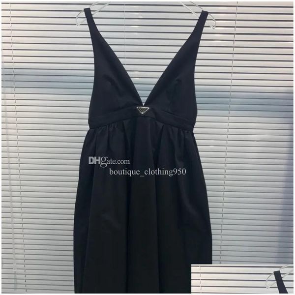 Vestidos casuales básicos PA23SS Nuevo diseñador para mujeres Fashion Big V-Clak Diseño Halter Vestido y noche Drop entrega ropa de mujer Otmio