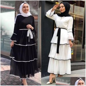 Basis Casual jurken plus size abaya kalkoenavond Afrikaan voor vrouwen moslimjurk flare mouw femme islam robe Vestidos gelaagd dr dhy3g