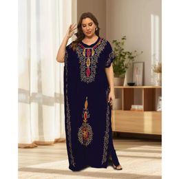 Vestidos casuales básicos PlusSize Caftan Vestido tradicional Abaya para mujer Kaftan African O-cuello Jilbab Short Sle Loose Lady Casual KaftanC24315