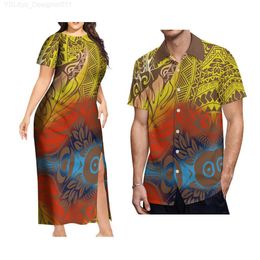 Robes décontractées de base Style Polynésien O-CECK Split Design Womens Vêtements Pacific Mens Art Mens Clothing 2024 New Wave Print Couple est ici C240411