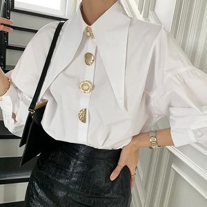 Basic Casual Jurken QWEEK Comfort Damesoverhemden Sharp Corner Revers Mode Dame Blouses Koreaanse stijl Wit Match Tops met lange mouwen Herfst 231202