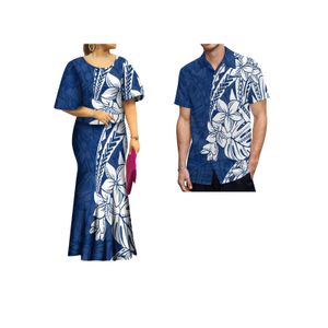 Basis Casual jurken Samoaanse Tongaanse puletasi Custom Polynesisch ontwerp Mermaid Lange rokjurk Match Mens Shirt 230811