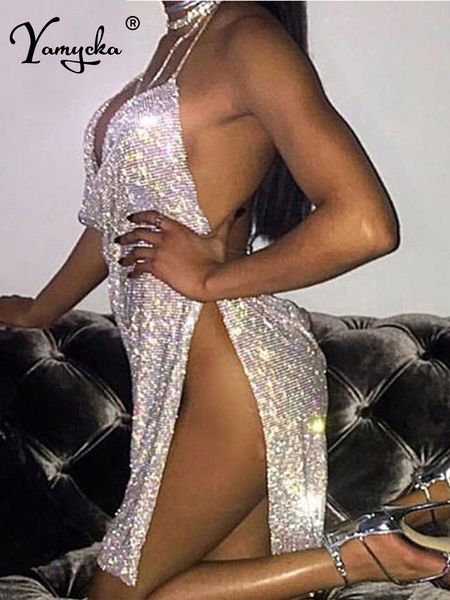 Robes décontractées basiques Sexy Body en métal slip chaîne Robe d'été Femmes Bling diamant Plage robe moulante Sequin Night club Party dames robes Vestidos 230704