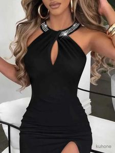 Basis Casual jurken Sexy Women Elegant Black Cocktail Party Prom Evening Chic Formal Agound Dresses Split Bruidsmeisje Korte Gala -kledingkleding