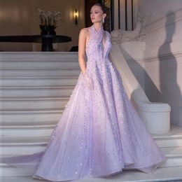 Robes décontractées de base Sharon Said luxe perlé Dubai lilas soirée pour femmes fête de mariage 2023 élégant longue arabe bal robes formelles SS329 231009