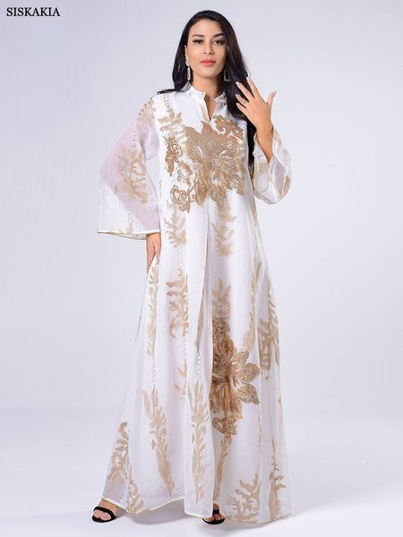 Robes Décontractées De Base Siskakia Paillettes Brodées Abaya Robe Pour Femmes Caftan Marocain Turquie Arabe Jalabiya Blanc Islamique Ethnique Robe Eid 230615