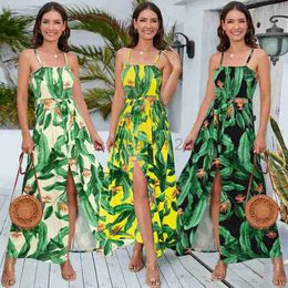 Basis Casual jurken lente/zomer nieuwe hoge taille split jurk bohemia backless sling lange jurk voor vrouwen plus size jurk