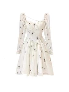 Robes Décontractées De Base D'été À Manches Bulles Fragmentaire Blanc Robe De Fée Française Conception Sens Taille Fermeture Robe De Longueur Moyenne Pour Femme 230518