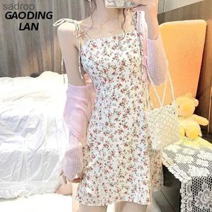 Basic casual jurken zomer hipster bloemenprint met ultradunne band geschikt voor dameskleding xw