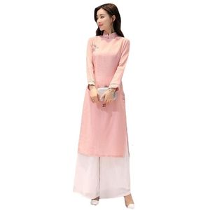 Basic Casual Jurken Vietnam ao dai Lente Cheongsam jurk Chinese stijl dames 230911