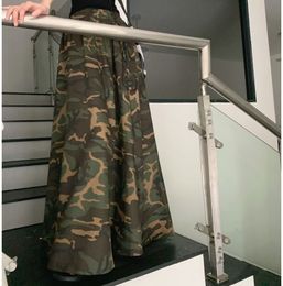 Vestidos informales básicos Camuflaje Vintage Camuflaje Y2K Streetwear Faldas largas de cintura Mujeres Fashion Causal A Line Maxi Loose Excalled Gran tamaño Sasi 230817