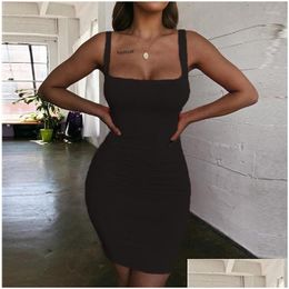 Basic Casual Dresses Vintage Off Shoder Mini Bodycon Summer Jurk Women Backless Club Party Sexy Wrap Neon Plus Size Vestidos Drop DHFK6