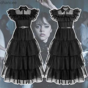 Vestidos informales básicos Miércoles Addams Vestido de cosplay para niña Niños Película Miércoles Disfraces de cosplay Vestidos góticos negros Fiesta de Halloween Ropa de mujer LST230904