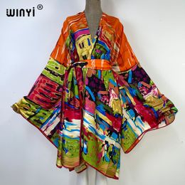 Basic Casual Jurken WINYI Bikini Cover-ups Mode print Zelf Gordel Vrouwen Zomer Kleding Kimono vakantie Jurk Strandkleding Zwempak Cover Up 230620