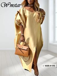 Basic Casual Jurken Wmstar Jurk voor Dames Kleding Effen Losse Maxi Mode Zomer Afrika Outfits S 2XL Groothandel Drop 230912