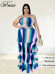 Vestidos informales básicos Wmstar-Robe d't grande taille pour femme tenue sexy ajoure avec ourlet volants vente en gros livraison directe YQ240115