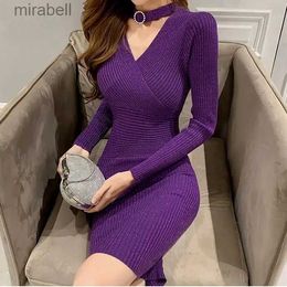 Basic Casual Dresses Women 2023 Autumn Winter Stretch Ribbed gebreide jurk lange mouw slanke fit mini mode vrouwelijk elegante wilde vestidos l529 yq240110