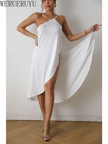 Basique Casual Robes Femmes Plage Slip Midi Robe D'été Y2k Streetwear Vêtements Noir Blanc Sans Manches Bandage Long pour 230706