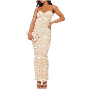 Robes décontractées de base Femmes Découpe Y Trecpette Long Robe longue Hollowe Out Ribbed Bandeau Y2K Clubwear Bodycon Backless Beach Sundre Dhirq