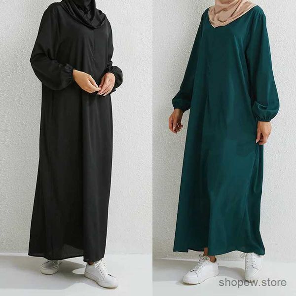 Robes décontractées de base femmes robes longues musulmanes robe robe décontracté à manches complètes décontractées
