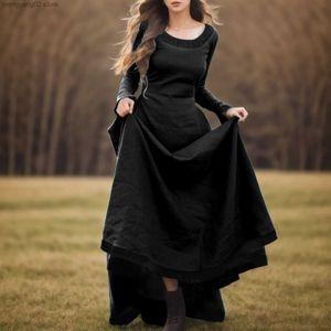 Basic Casual Jurken Dames Middeleeuws Kom Gothic Jurk Vintage Renaissance Maxi Jurk Enkel Lange Jurk Halloween Cosplay Jurk Korset Taille T231026