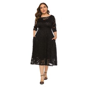 Basic Casual Jurken Vrouwen Plus size Jurk Zwart Wit Lange mouw Larges Big Plussize Herfst Kleding Kleding Vrijetijdskleding Voor Vrouwelijke Pakken 230717