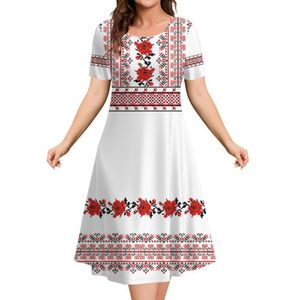 Robes Décontractées De Base Robes Pour Femmes Style Ethnique Russe 3d Imprimer A-ligne Jupe Mode Décontractée Fleurs Vêtements D'été Dame Robe De Vacances Surdimensionnée 230720