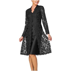 Robes Décontractées Basiques Femmes Elegante Deux Pièces Charme Solide Mère De La Mariée Dentelle Vestidos Noble Robe Élégante Robe Femme D7 Dhbqj