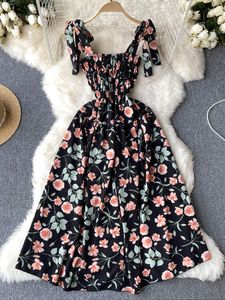 Basis Casual jurken Yuoomuoo Romantische bloemenprint Verkleding Banden Kleed zomervakantie Fashion Beach Lange Chic Korean Parti Vestidos 230608