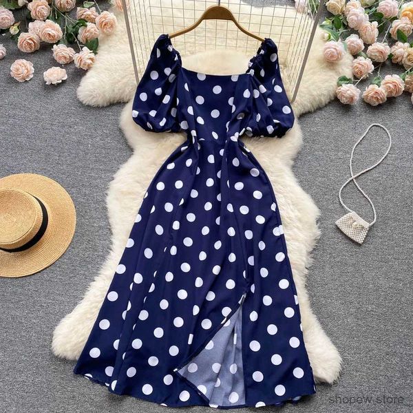 Vestidos informales básicos YuooMuoo, vestido de verano con estampado Vintage de lunares para mujer, novedad de 2023, elegante vestido de fiesta coreano con manga abombada y corte en A