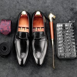 Designer italien de base homme chaussures décontractées en cuir véritable hauteur augmentant mocassins bout pointu hommes chaussures de fête de mariée GD66