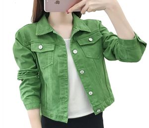 Basic Jeans Jacket Women Green 2020 Autumn Woman Denim Jean Dames jassen Jassen vrouwelijke slanke stretch short jas feminina kleding3859063