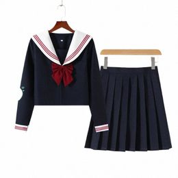 Traje básico de marinero azul marino uniforme escolar japonés colegiala Seifuku estudiante Anime Cosplay disfraz mujer Sexy JK Falda plisada 383w #