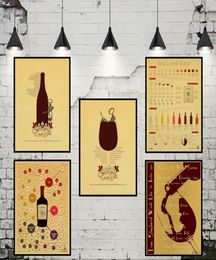 Basic Wine Guide Vintage Poster Beer en Wine Tasting Guide Retro Kraft Paper Wallpaper Home Decor Bar Wall Sticker2002569