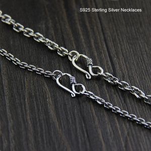 Chaîne en argent Sterling S925 de Style basique, colliers tendance en argent thaïlandais 925 pour hommes et femmes, bijoux fins 3mm/4.5mm 45cm-80cm