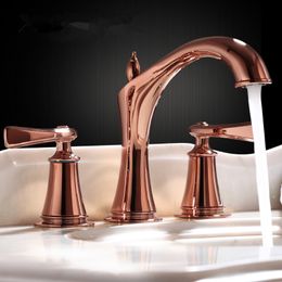 Robinet de lavabo robinet de salle de bain répandu en or Rose mitigeur de robinet d'évier répandu à 3 trous or/Chrome robinet d'eau chaude en or