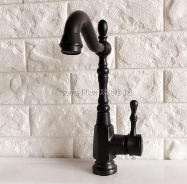 Grifos de lavabo, grifo de baño y frío, caño giratorio, grifos de agua de tocador para fregadero montado en cubierta de bronce negro, Tnf3864755870