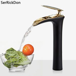 Basin Faucets Single Handle Deck Mounted Chrome Brass Square Tall Bathroom Waterfall Sink Faucet Hot And Cold Mixer Water Tap1
