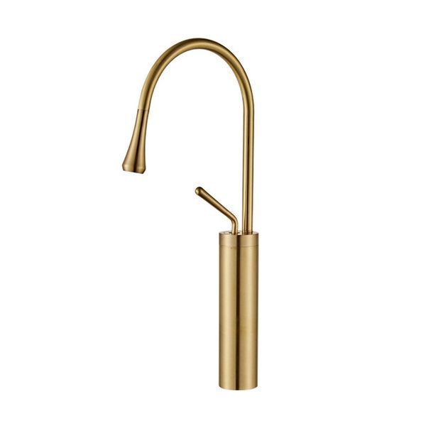 Grifo individual para lavabo, boquilla giratoria 360, Moder de cobre para cocina o baño, mezclador de fregadero de agua, cepillo dorado