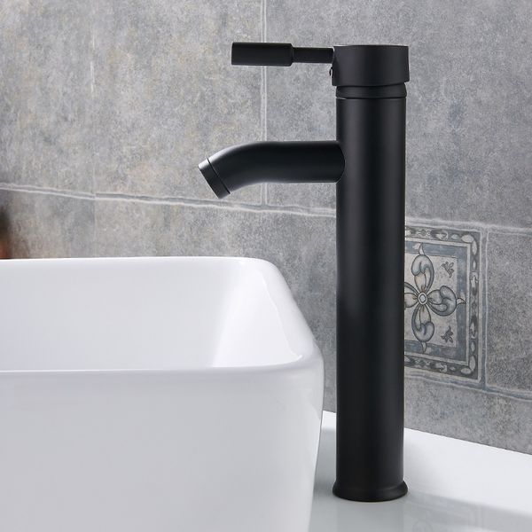 Lavabo avec robinet d'eau chaude et froide, style européen, robinet monotrou en acier inoxydable noir, salle de bains