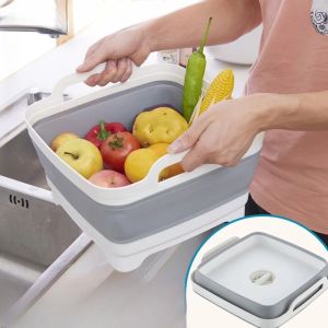 Bassins Portable pliant bassin rétractable en plastique lavabo épaissi pliant évier seau à glace lavage seau à fruits