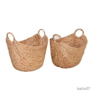 Mand Betere Homes Gardens Large Natural Water Hyacinth Boat Basket Set of Basket Storage Picknick Basket