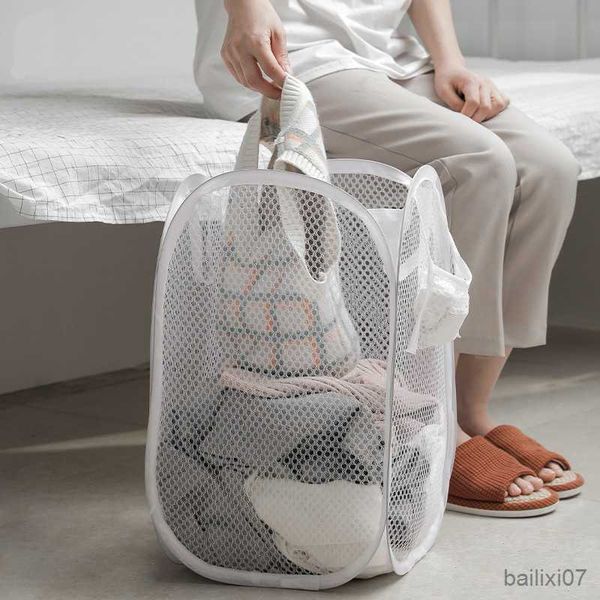 Panier pliant panier à linge organisateur pour vêtements sales salle de bain vêtements maille sac de rangement ménage tenture murale panier cadre seau