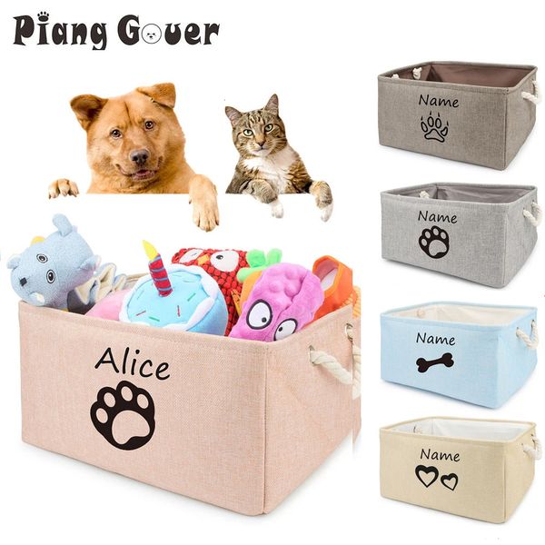 Basket toys chien PAW Boîte de rangement de jouets pour animaux de compagnie pour vêtements Produit de chat personnalisé avec nom chien 240326