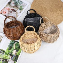 Mand rieten hangende potten plantenbakken geweven wandplanter bloem handgemaakt rattan voor woningdecor tuin bruiloft 230608