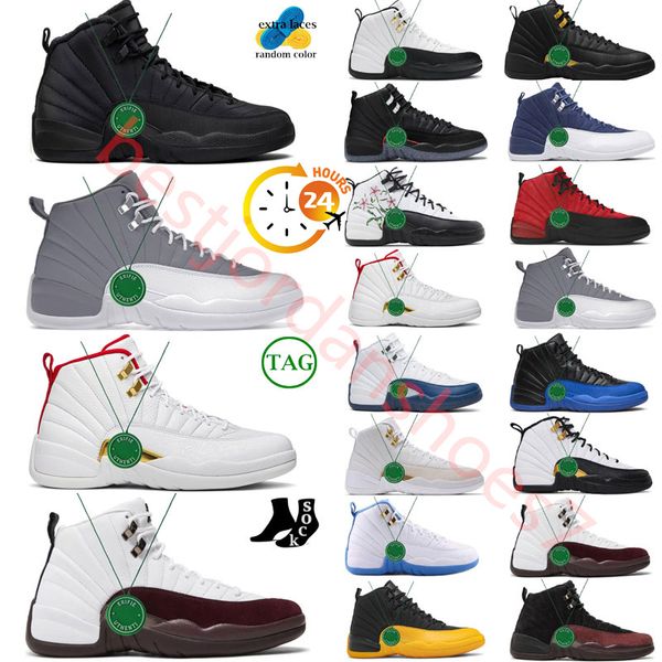 Basketball 12 Royalties Taxi Utility Grind Dark Concord Flu Game Flint Playoff University Gold Wings Game Royal Cherry Baskets Baskets Chaussures Jumpman 12s Extérieur