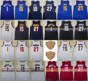 Basketbal 2023 Finale Michael Porter Jr Jersey 1 Jamal Murray 27 Verdiende stad All Gestitched For Sport Fans Navy Red White Black Ademend Shirt Men Sale